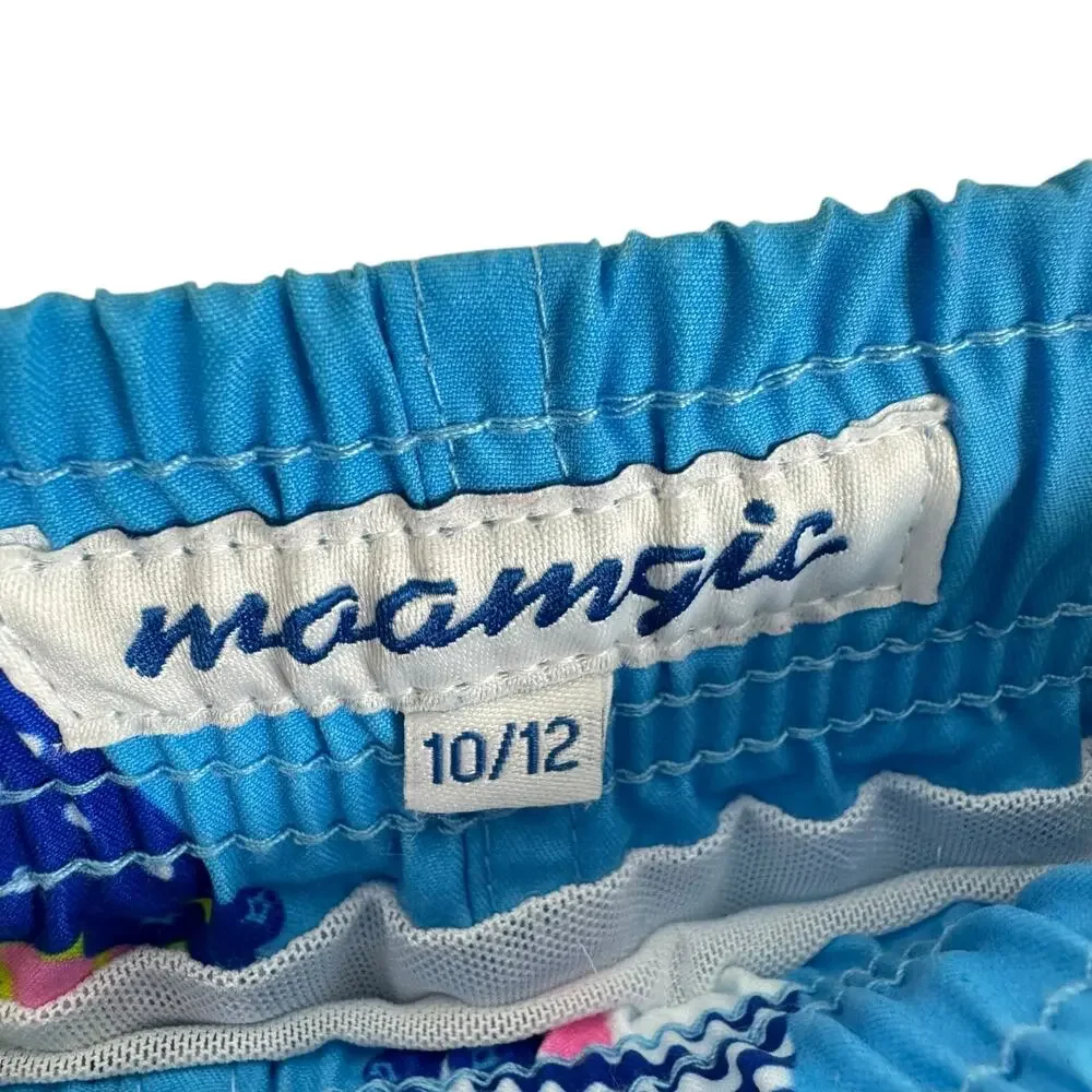 Maamgic Blue‎ Ice Cream Print Drawstring Mesh Brief Swim Trunks Boy's Size 10 12